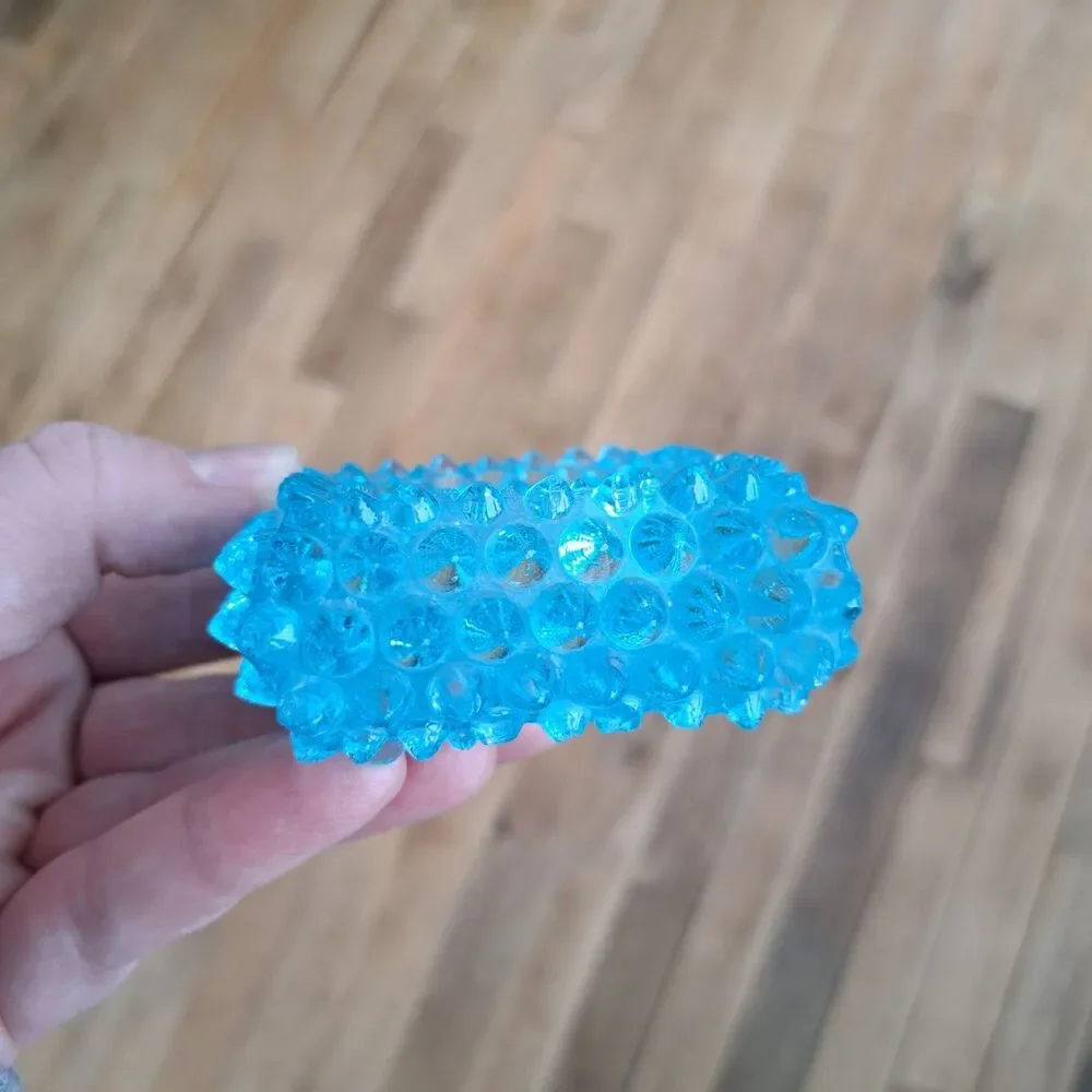Vintage Fenton Light Blue Hobnail Glass Square Salt Cellar Votive Candle Holder